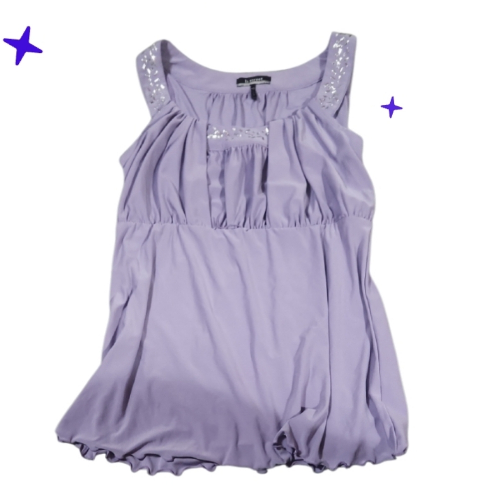 Vintage Dressy Lavender Sleeveless Top with Sequin Detail XS